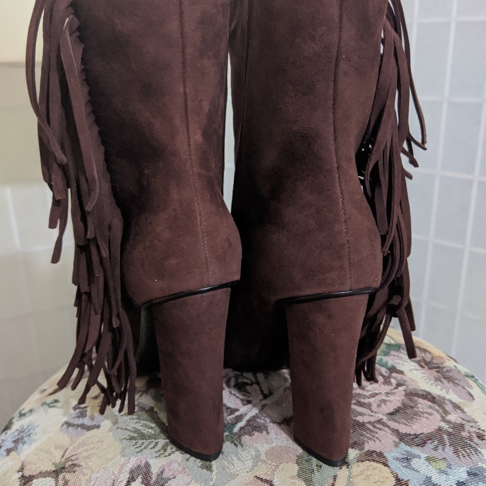 Giuseppe Zanotti Fringe Booties Brown Suede Boots new 10 - Picture 3 of 8
